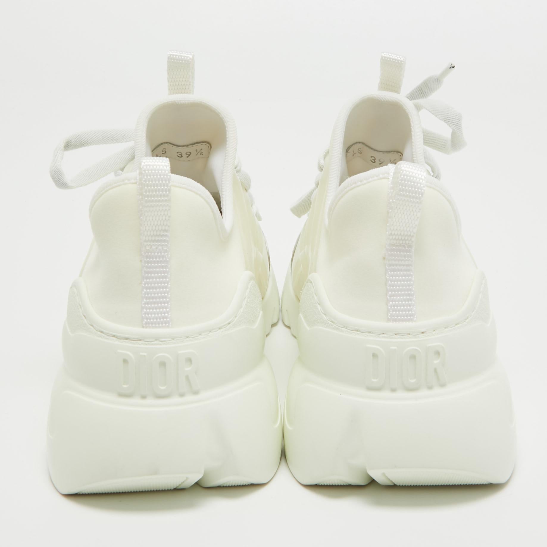 Dior White Fabric and Leather D-Connect Low Top Sneakers Size 39.5 2