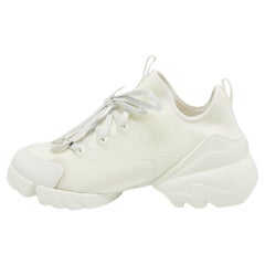 Dior Weiße D-Connect Low Top-Sneakers aus Stoff und Leder Größe 39,5