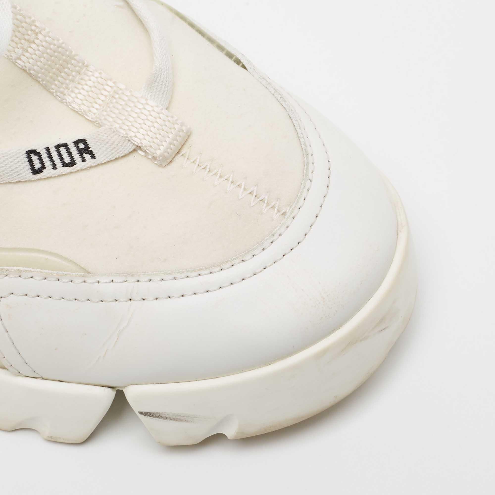 Dior White Fabric and PVC D-Connect Lace Up Sneakers Size 38 For Sale 2