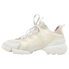 Dior White Fabric and PVC D-Connect Lace Up Sneakers Size 38