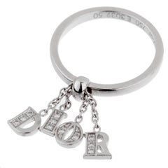 Dior White Gold Diamond Dangling Ring