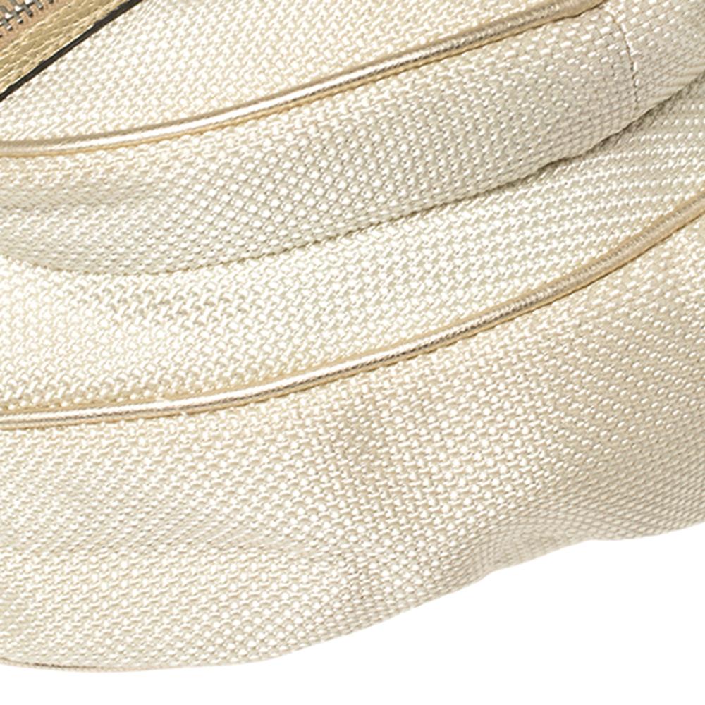 Dior White/Gold Oblique Jacquard Fabric Hobo 1