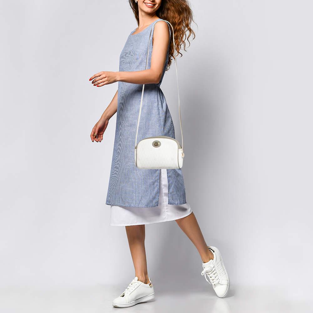 Dior White/Grey Honeycomb Coated Canvas Shoulder Bag 3