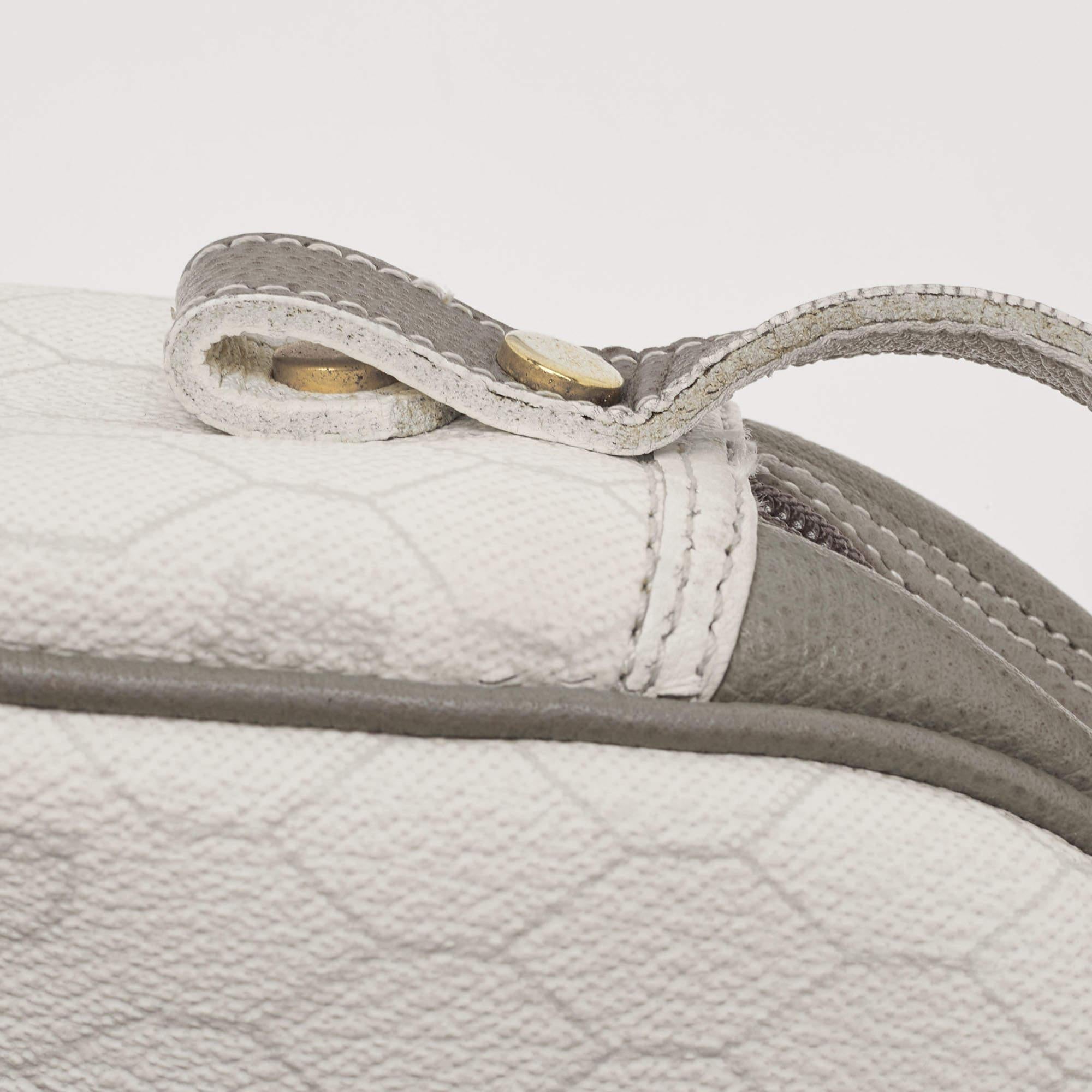 Dior White/Grey Honeycomb Coated Canvas Shoulder Bag 5