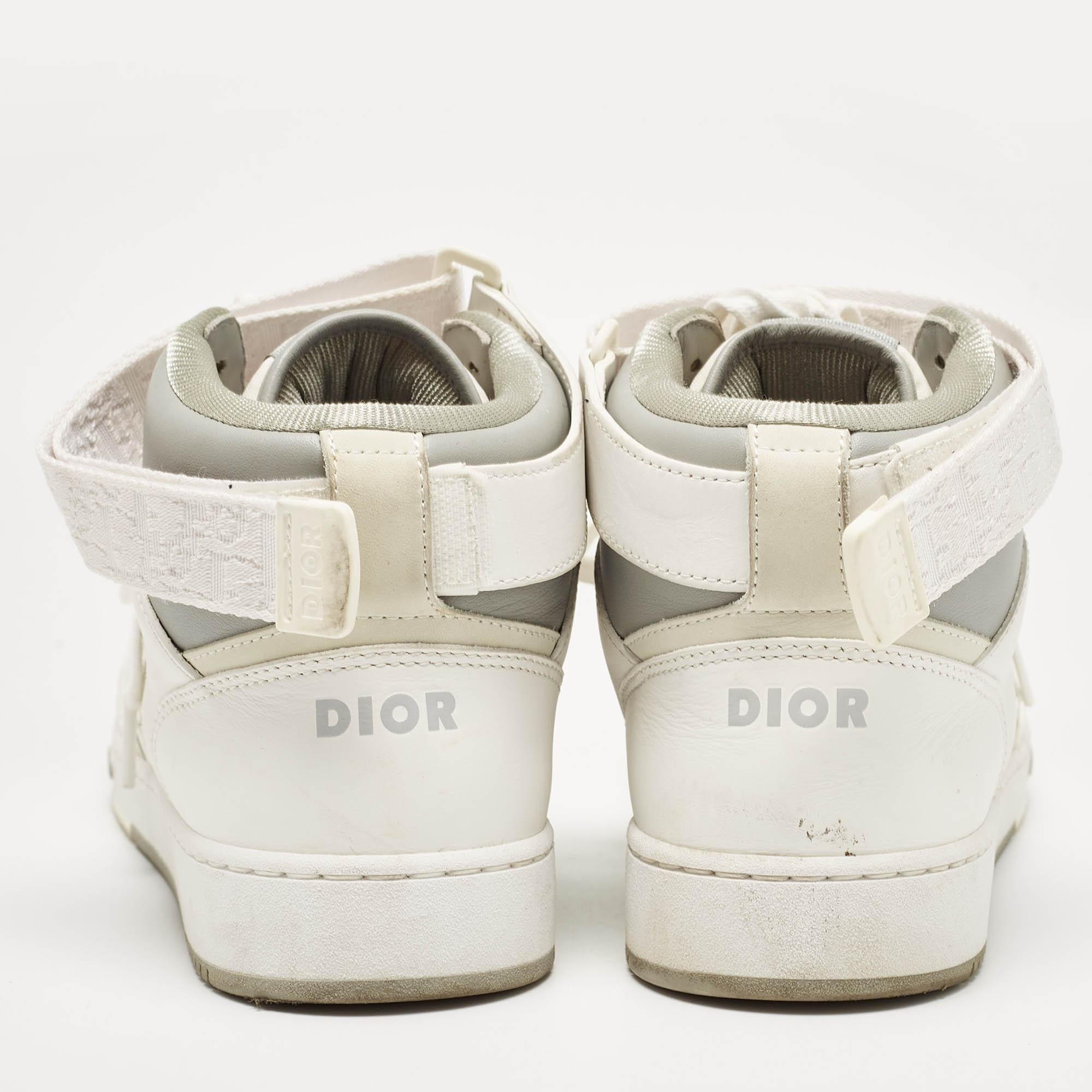 Men's Dior White/Grey Leather B27 High Top Sneakers Size 42 For Sale