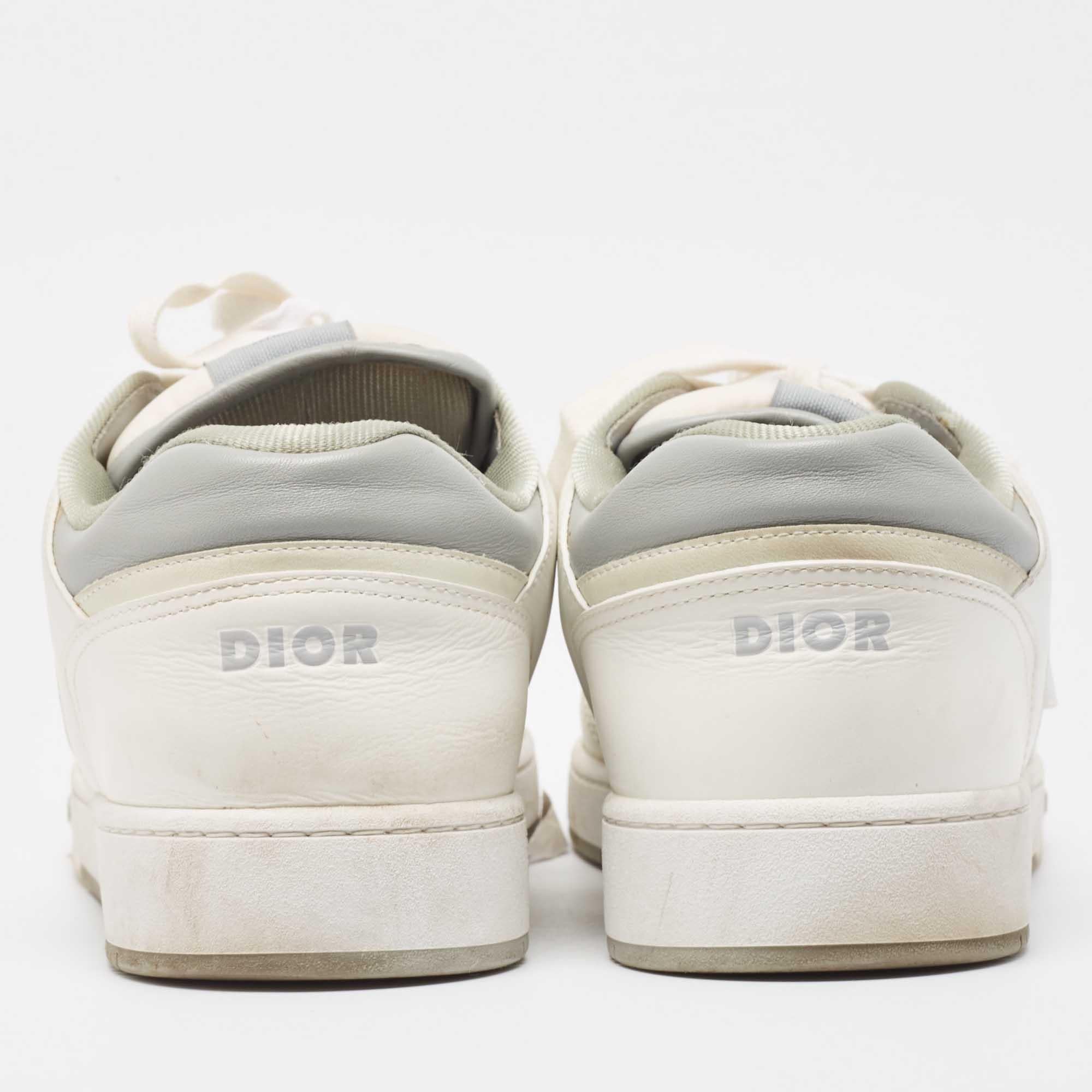 Men's Dior White/Grey Leather B27 Low Top Sneakers Size 46 For Sale