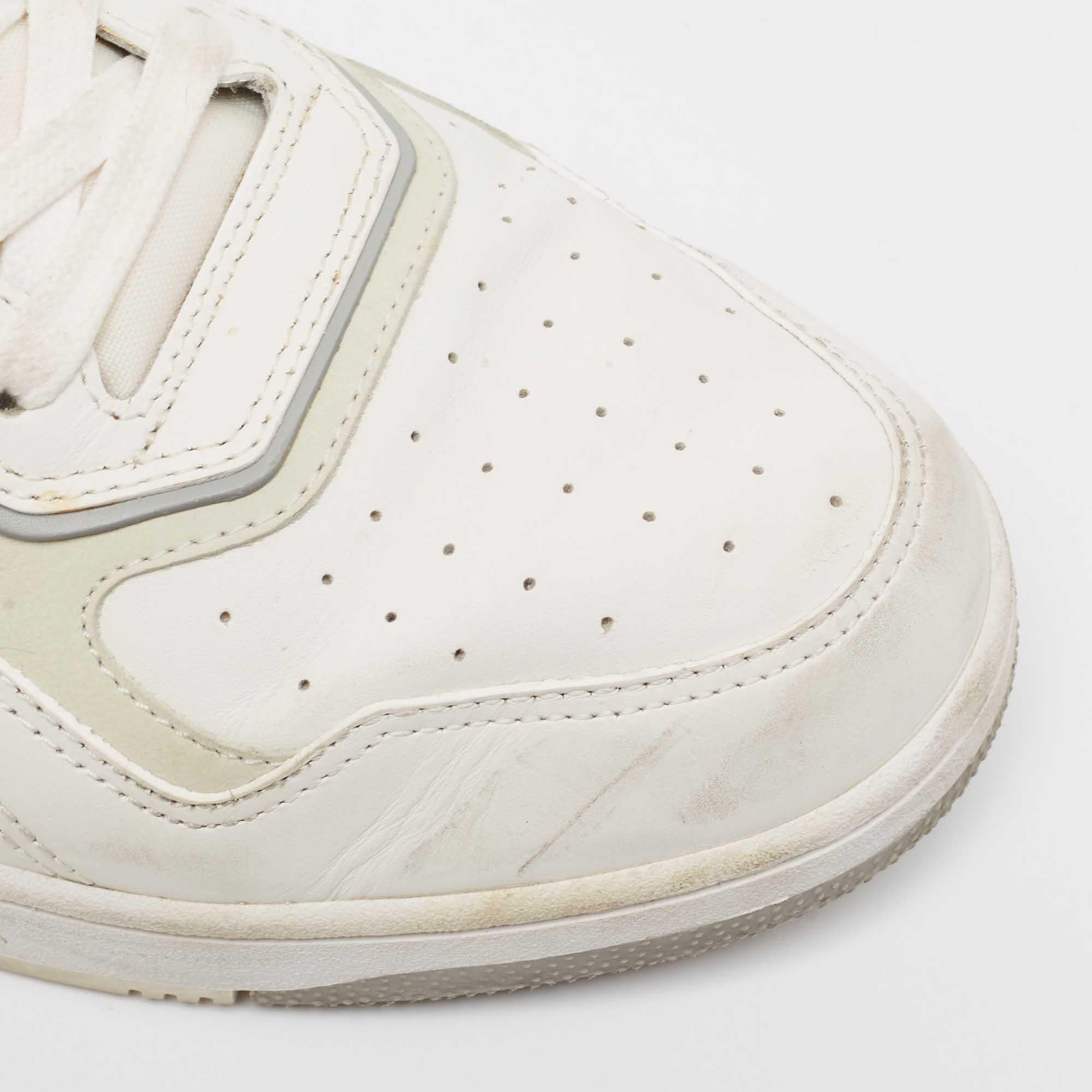 Dior White/Grey Leather B27 Low Top Sneakers Size 46 For Sale 2