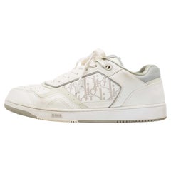 Dior Weiß/graues Leder B27 Low Top Turnschuhe Größe 46