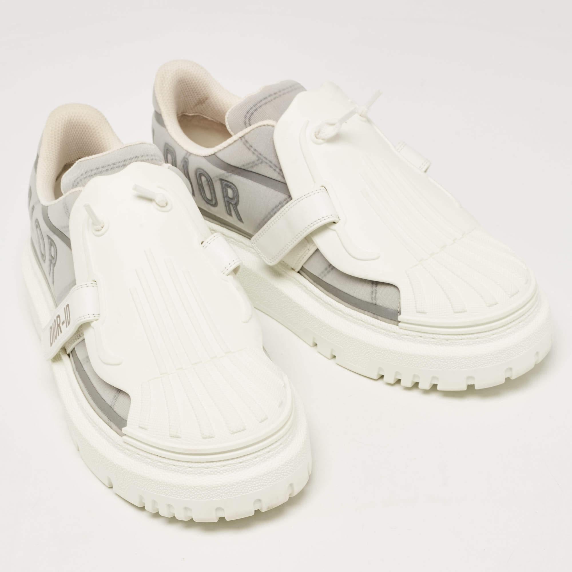 Dior White/Grey Rubber and Mesh Dior ID Low Top Sneakers Size 39 3
