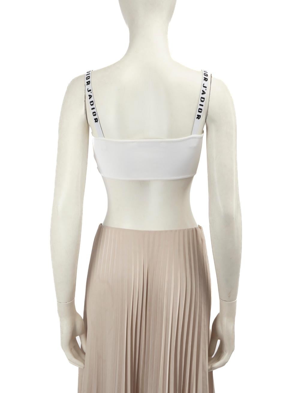 Gray Dior White J'adior Embroidered Logo Bralette Top Size S