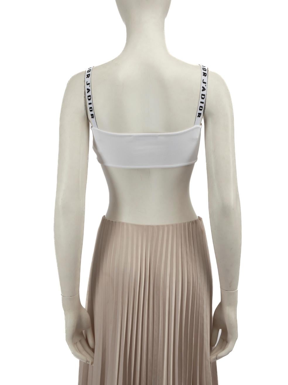 Gris Dior White J'adior Logo Embroidered Bralette Top Size XS