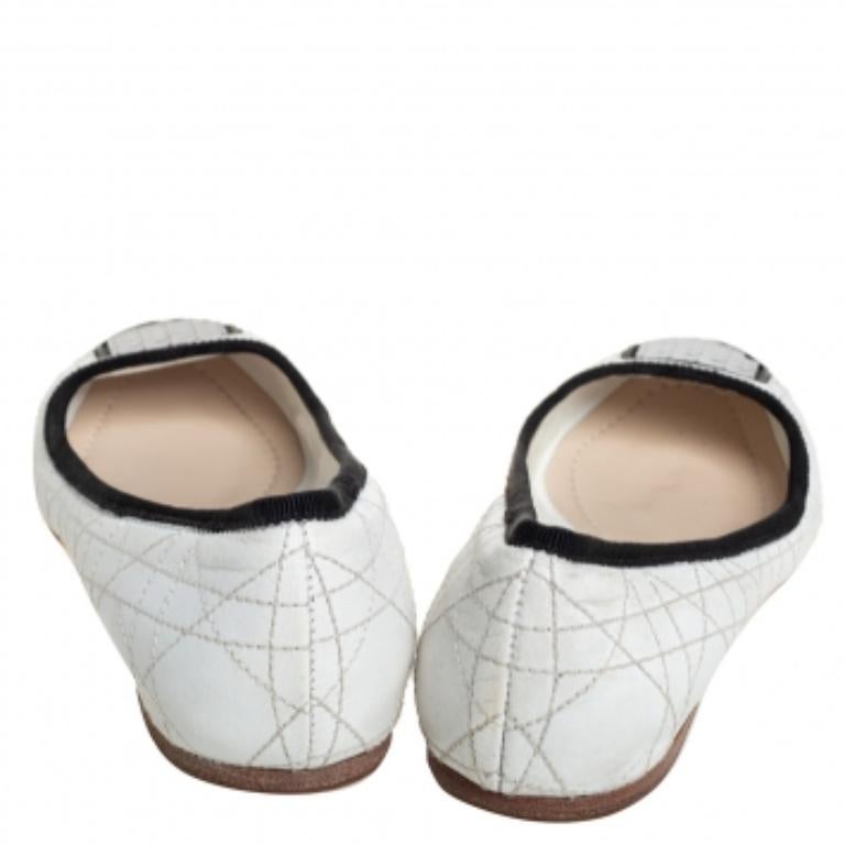Dior White Leather Ballerina Flats Size 36.5 For Sale 1