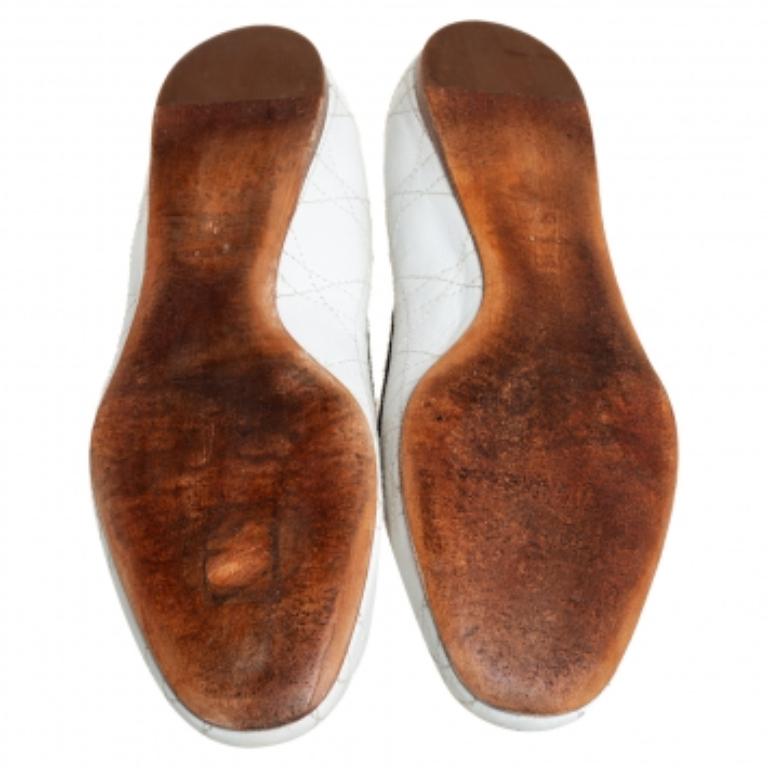 Dior White Leather Ballerina Flats Size 36.5 For Sale 2