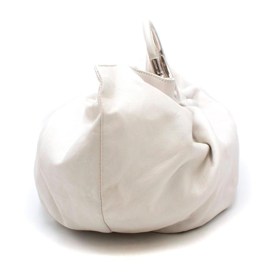 Gray Dior White Leather Bracelet Bag