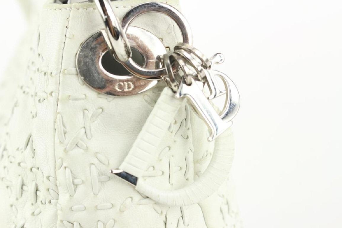Dior White Leather Cannage Whip Stitch Quilted Hobo 920da36 3