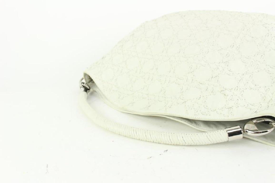 Dior White Leather Cannage Whip Stitch Quilted Hobo 920da36 In Good Condition In Dix hills, NY