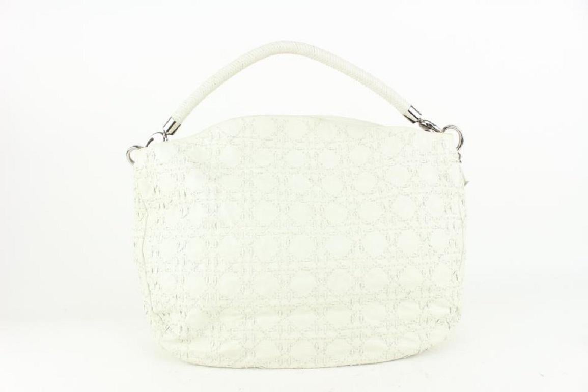 Women's Dior White Leather Cannage Whip Stitch Quilted Hobo 920da36