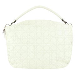 Dior Weißes gestepptes Hobo 920da36 aus Leder Cannage mit Peitschenstich