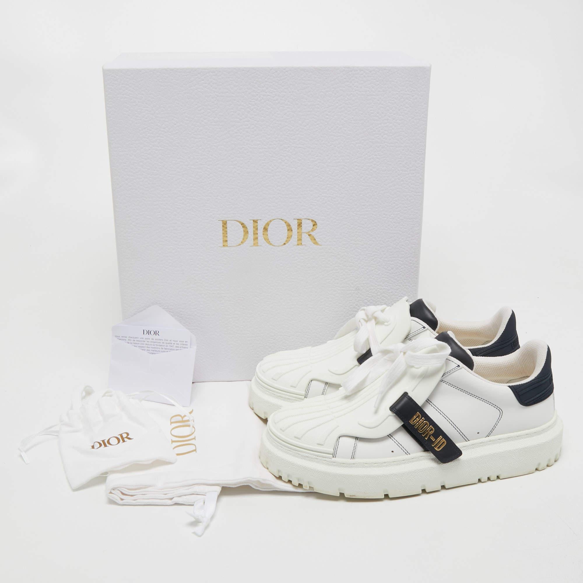 Dior White Leather Dior ID Lace Up Sneakers Size 38.5 1