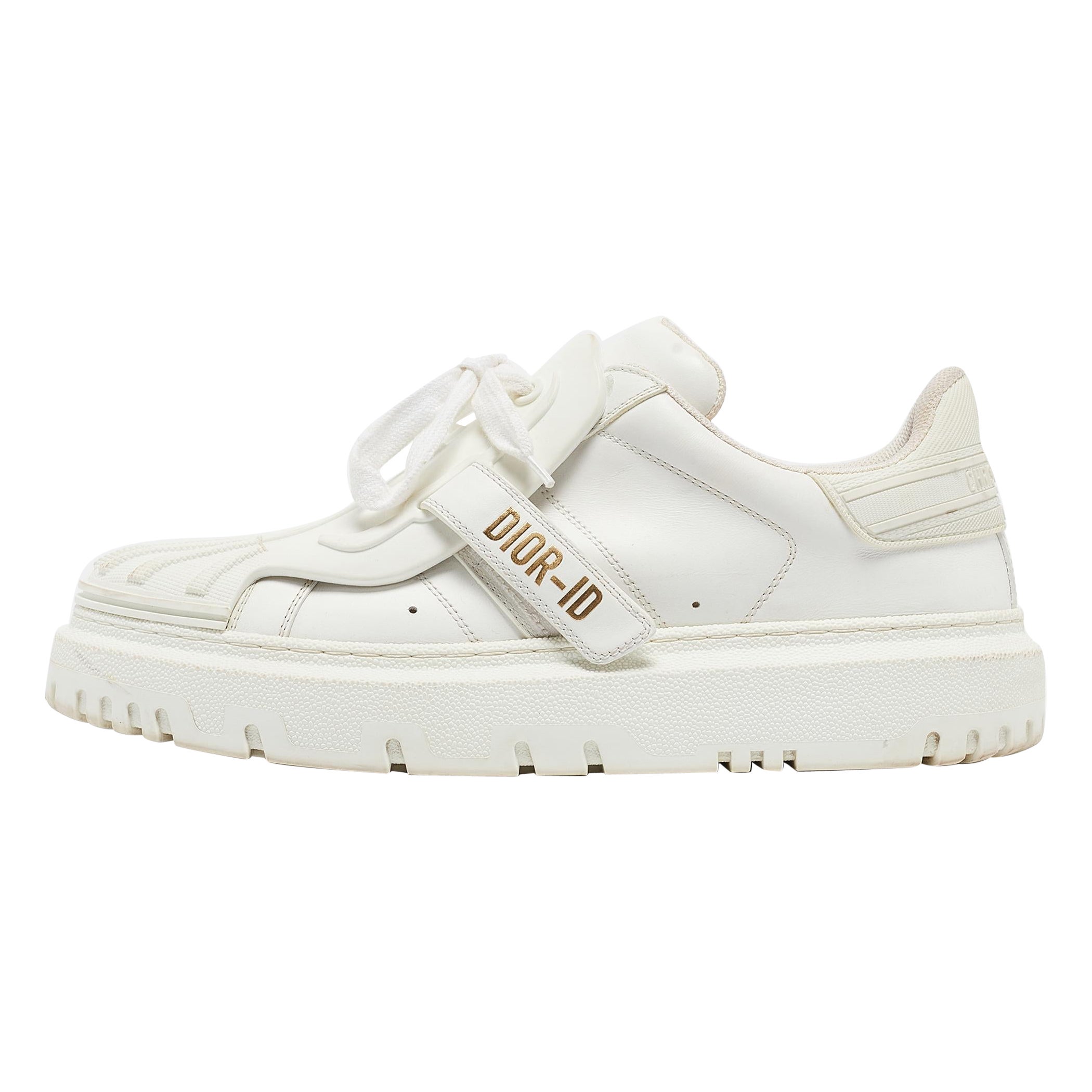 Dior White Leather Dior ID Low Top Sneakers Size 39