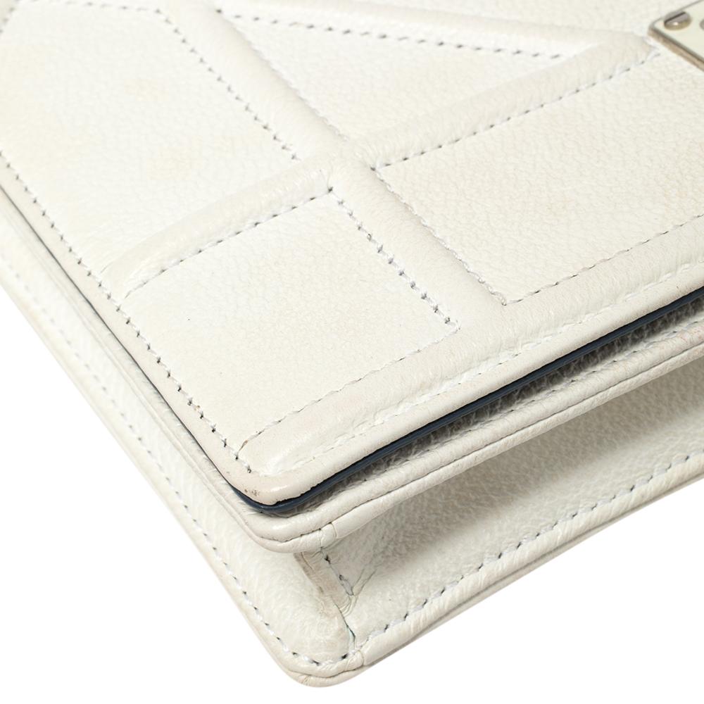 Dior White Leather Diorama Wallet on Chain 7