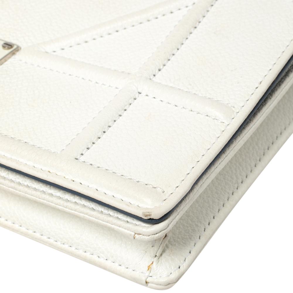 Dior White Leather Diorama Wallet on Chain 3