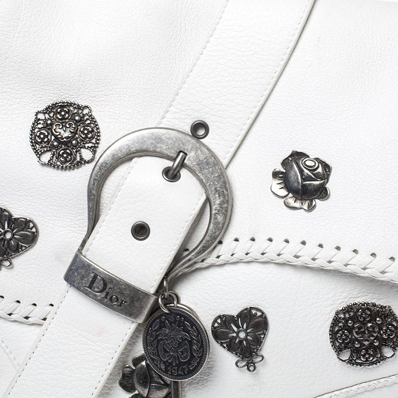 Dior White Leather Gaucho Alpine Saddle Bag 3