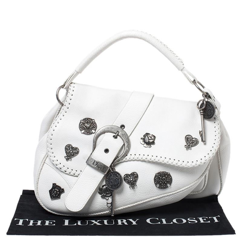 Dior White Leather Gaucho Alpine Saddle Bag at 1stDibs