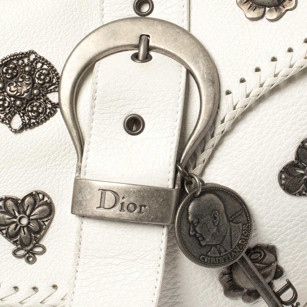 Dior White Leather Gaucho Alpine Saddle Bag 7