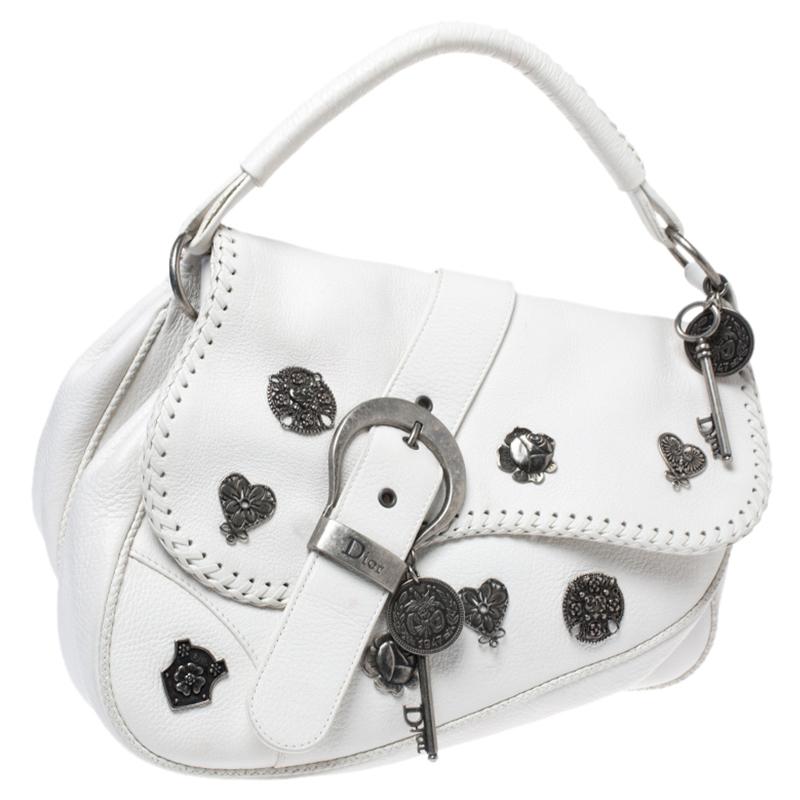 dior white saddle bag