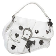 Dior White Leather Gaucho Alpine Saddle Bag