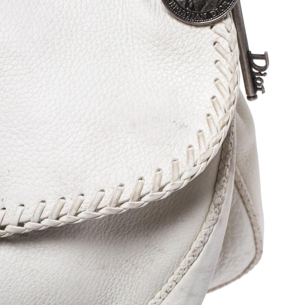 Dior Gaucho Double Saddle Bag aus weißem Leder 6
