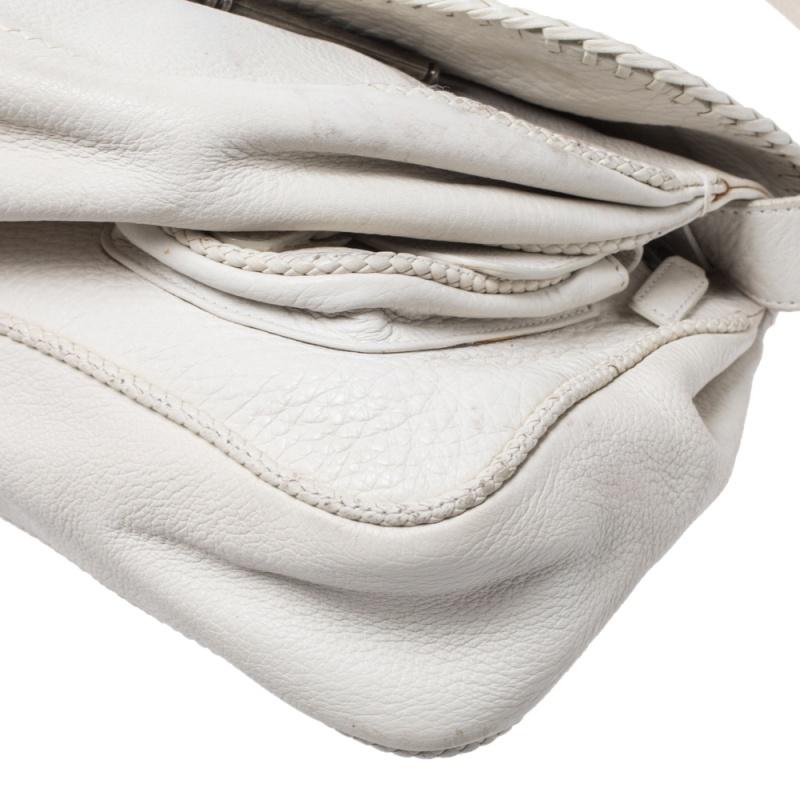 Dior White Leather Gaucho Double Saddle Bag 5