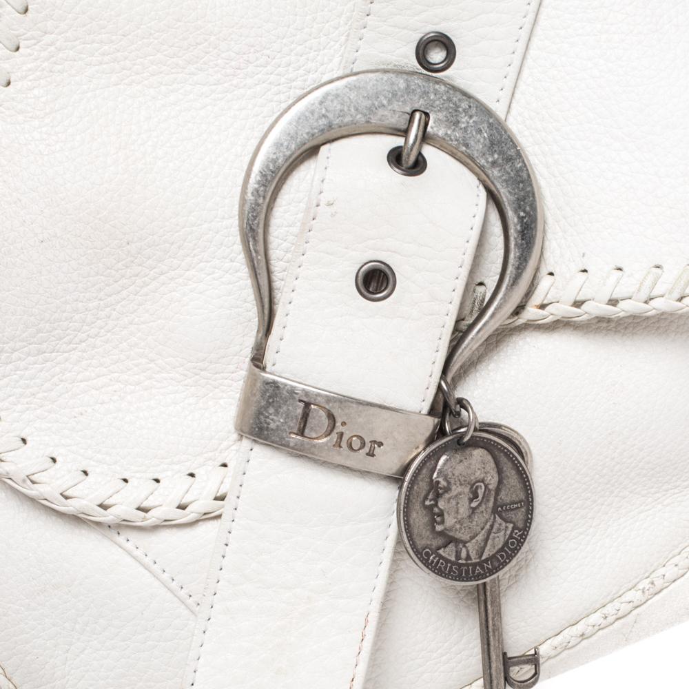 Dior White Leather Gaucho Double Saddle Bag 6