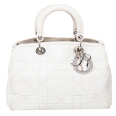 Dior White Leather Granville Polochon Bag