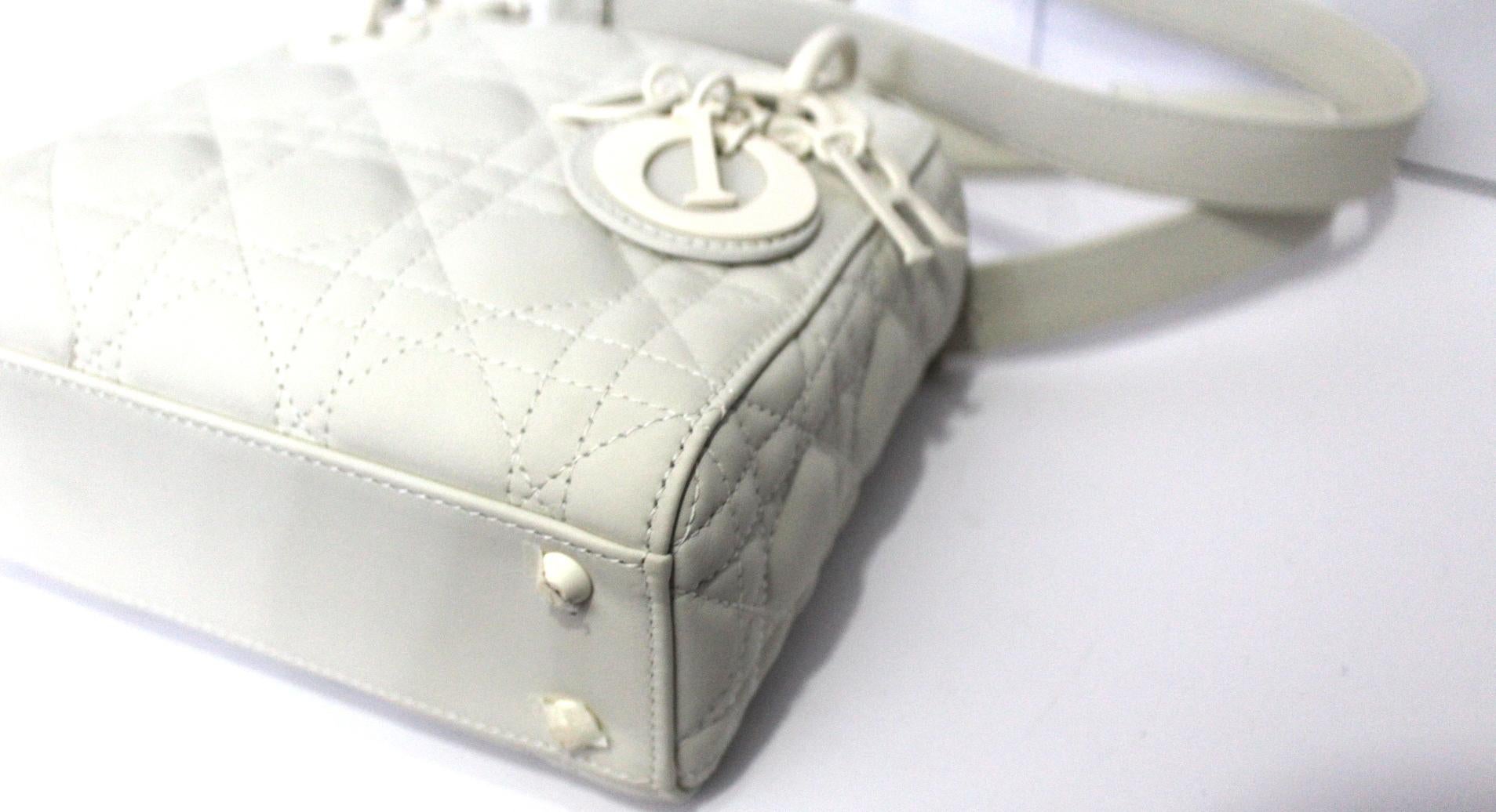 Dior White Leather Lady Bag In New Condition In Torre Del Greco, IT
