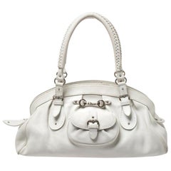 Dior White Leather Large My Dior Frame Satchel Bag