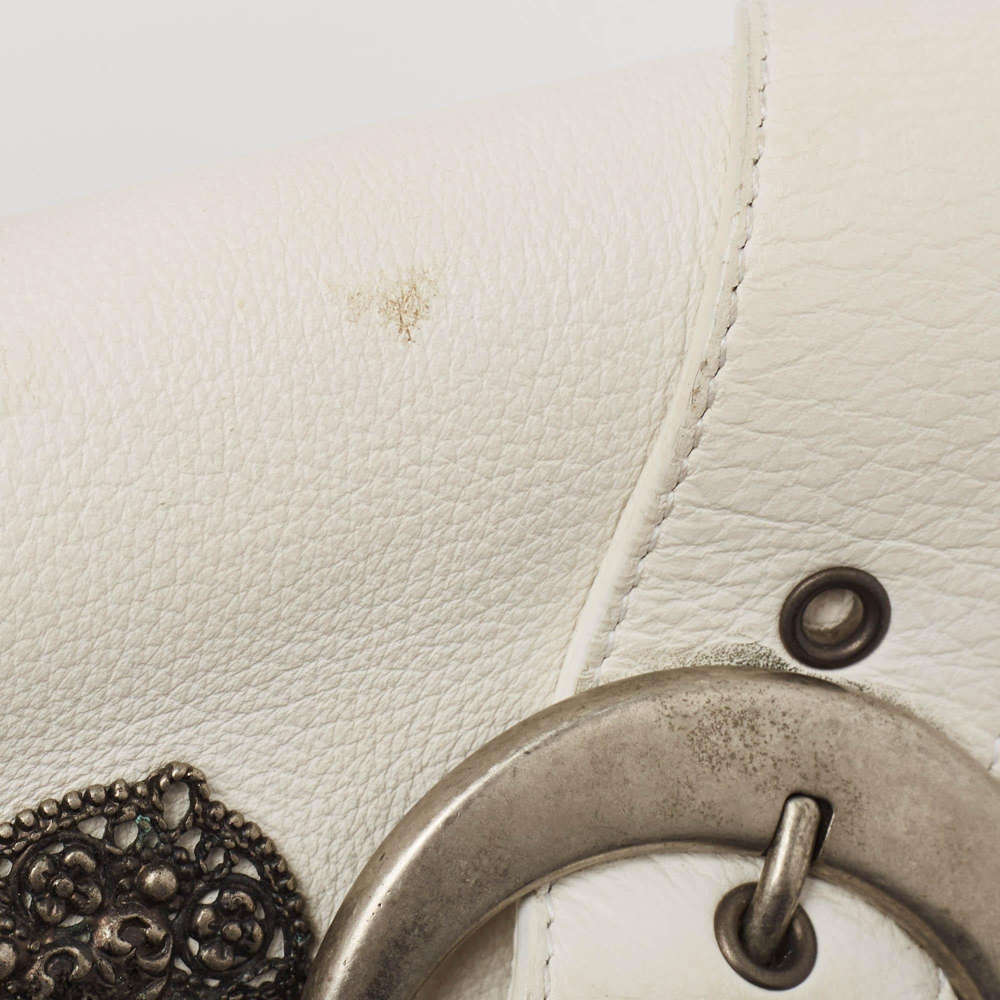 Dior White Leather Limited Edition 0118 Gaucho Alpine Saddle Bag 6