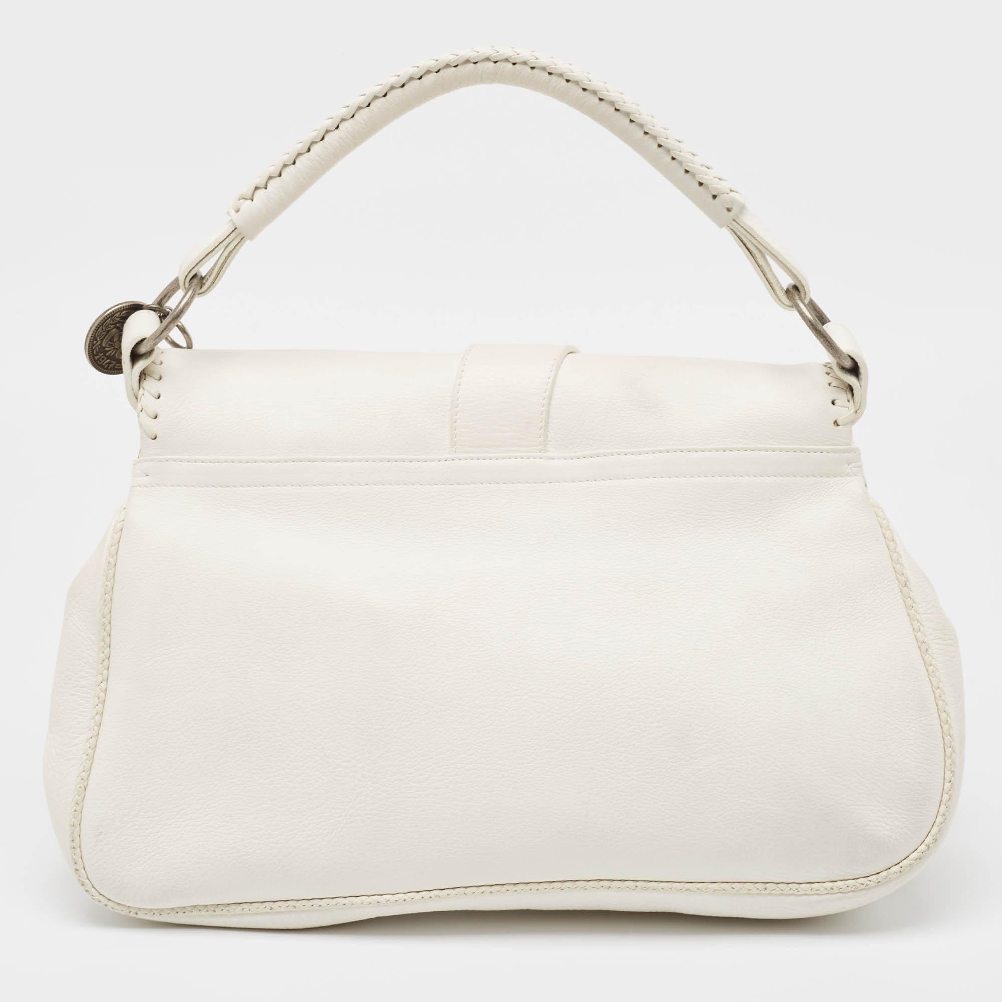 Women's Dior White Leather Limited Edition 0118 Gaucho Alpine Saddle Bag