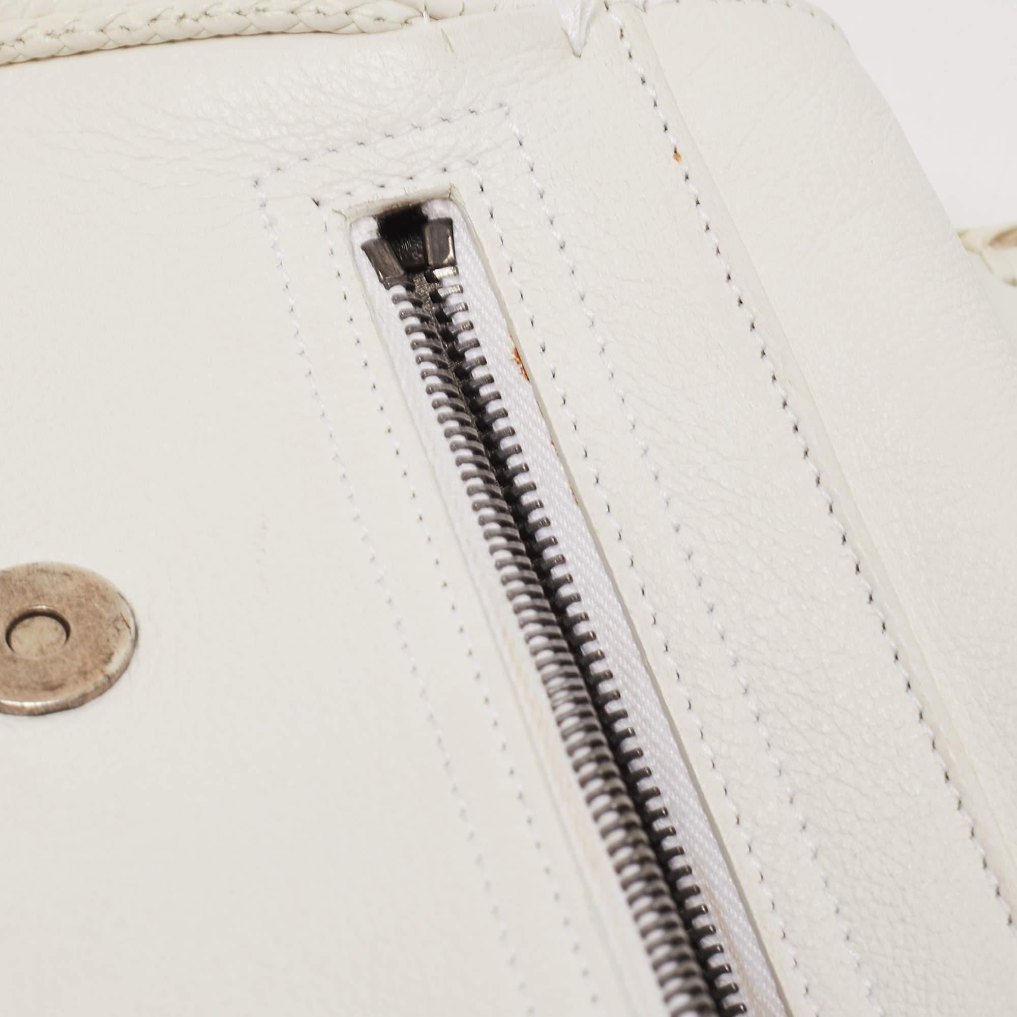 Dior White Leather Limited Edition 0168 Gaucho Alpine Saddle Bag In Good Condition In Dubai, Al Qouz 2