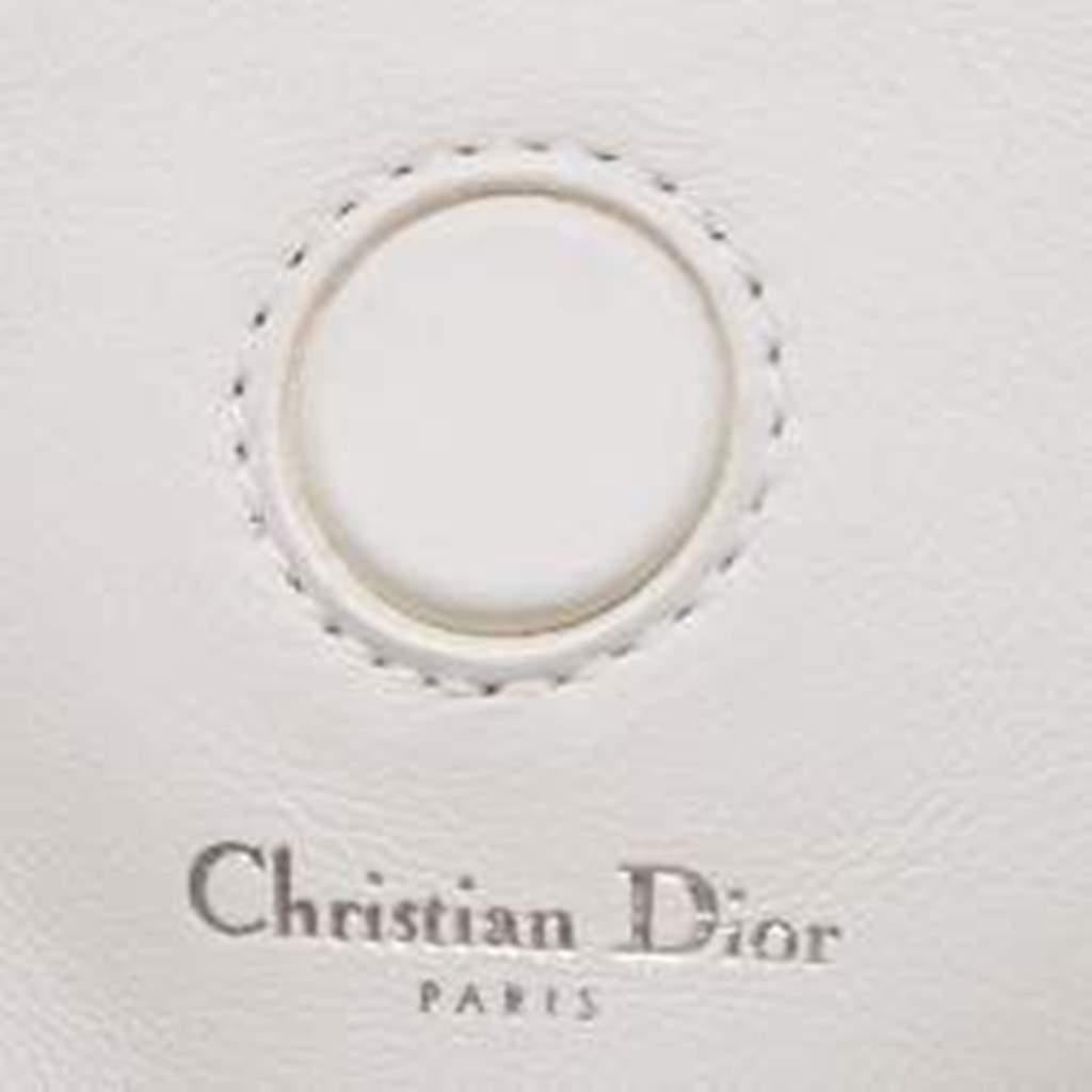 Dior White Leather Medium Bar Tote 5