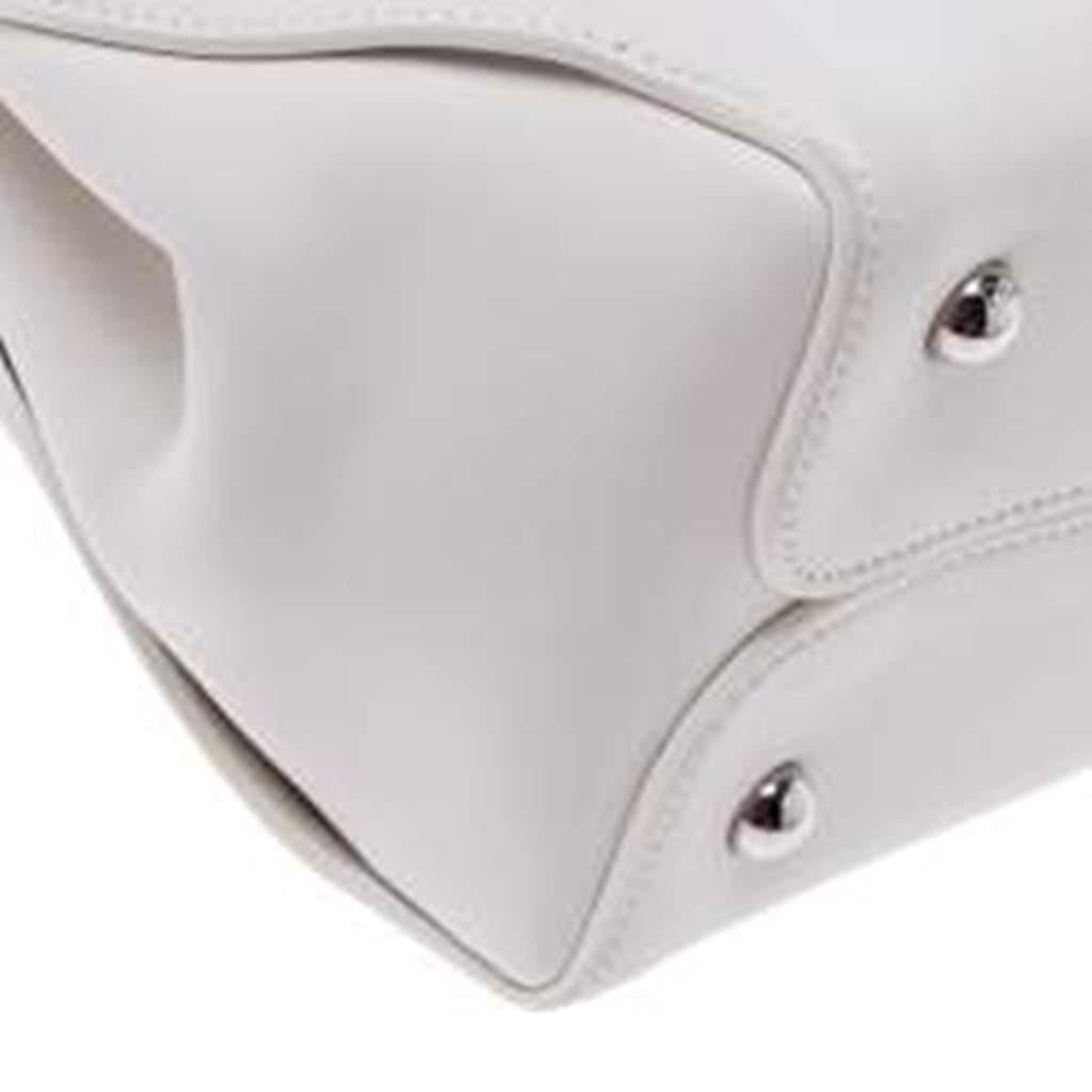 Dior White Leather Medium Bar Tote 2