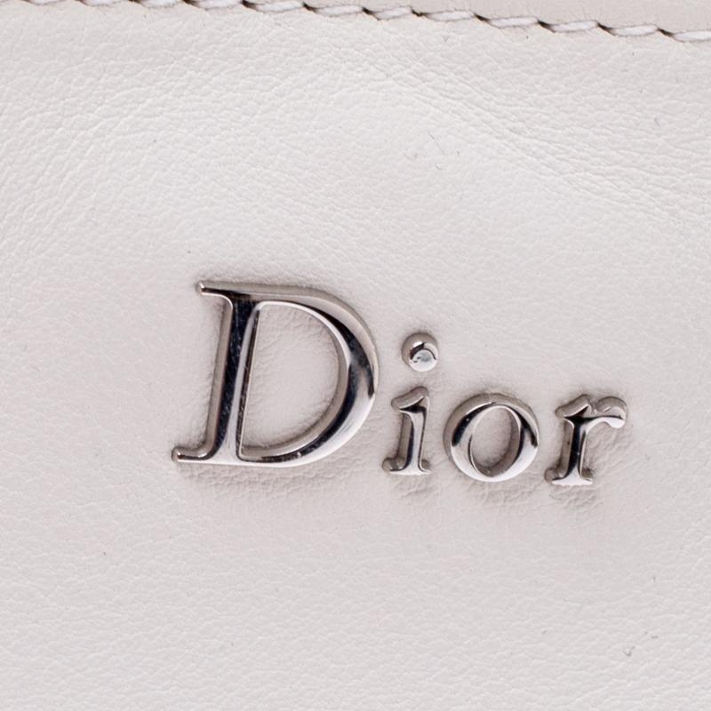 Dior White Leather Medium Bar Tote 2