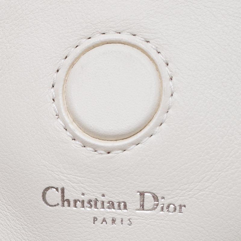 Dior White Leather Medium Bar Tote 3