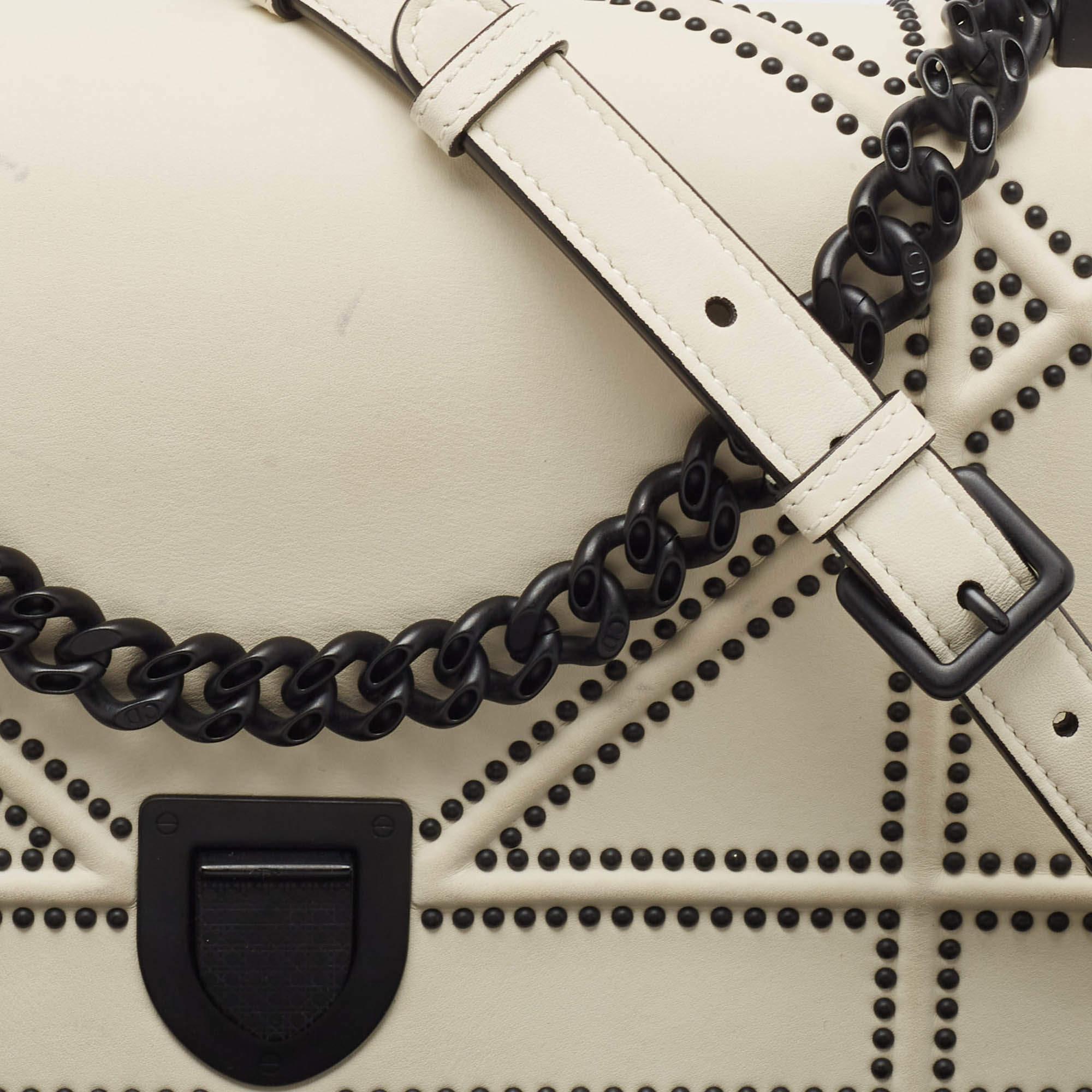 Dior White Leather Medium Diorama Flap Shoulder Bag 1