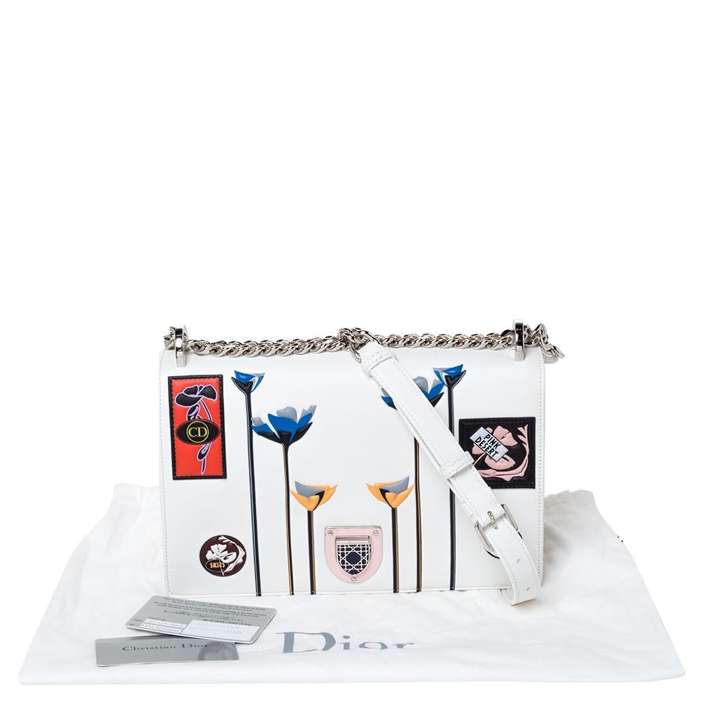 Dior White Leather Medium Diorama Paradise Shoulder Bag 7