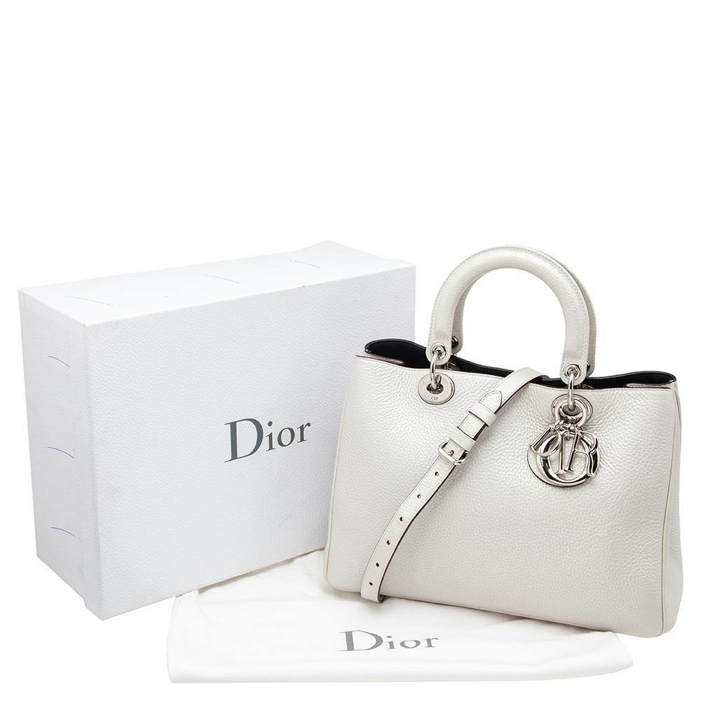 Dior White Leather Medium Diorissimo Shopper Tote 6