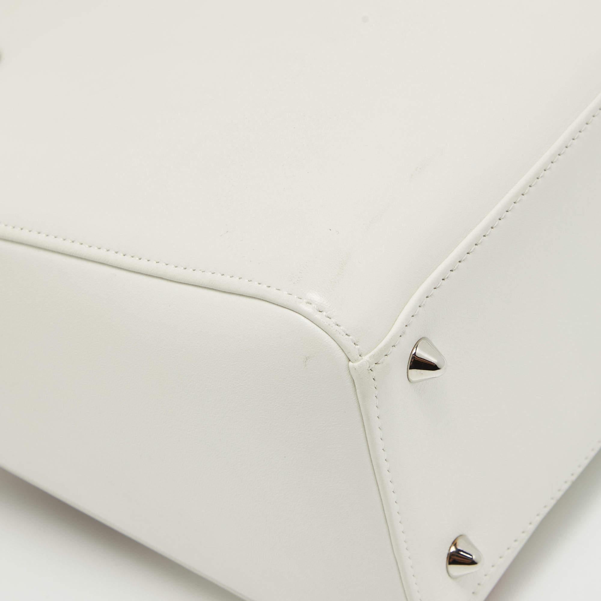 Dior White Leather Medium Sequin and Embroidered Lady Dior Tote For Sale 9