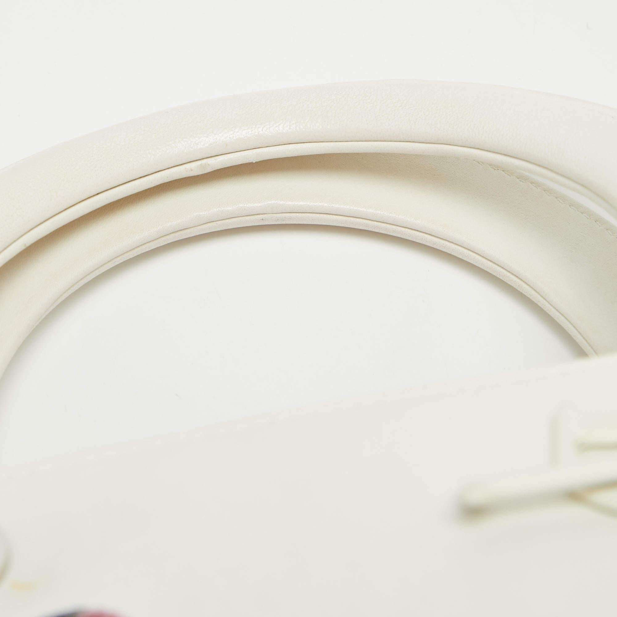 Dior White Leather Medium Sequin and Embroidered Lady Dior Tote For Sale 2