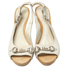 Dior White Leather Platform Slingback Sandals Size 38